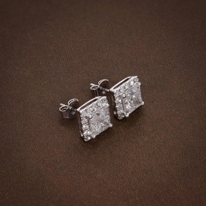 Pendientes de Diamantes Cultivados en Laboratorio con Corte Princesa, Certificados por IGI, con Halo de Oro de 14k, para Mujer, Moda - Product Image 3