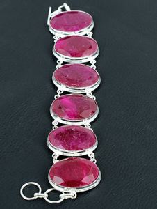 Pulsera de rubí rojo de Cachemira-Pulsera de Plata de Ley 925-Pulsera de piedras preciosas-Joyería hecha a mano-Pulsera de plata de rubí Regalo de aniversario - Product Image 3