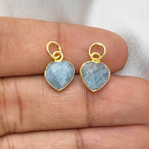 Venta al por mayor de 10mm de piedras preciosas naturales corazón Briolette colgante plata esterlina oro rodio plateado estilo religioso encantos para la joyería - Product Image 2
