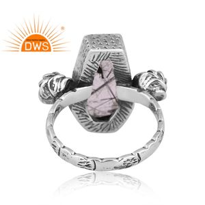 แหวนอัญมณีสีดำธรรมชาติสีเงินแท้ออกซิไดซ์ - Product Image 4