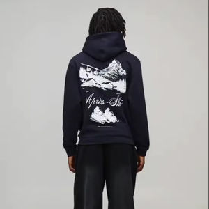 Sudadera con Capucha Extra Grande con Estampado Digital Indigo, Invierno 2025, para Hombre, Transpirable, 100% Algodón, Teñido Liso, Bordado 3D, Diseños Personalizados - Product Image 1