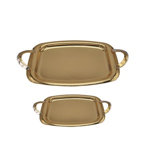 Plato de bandeja para servir con forma rectangular de Metal chapado en oro para servir nueces frutas en fiestas de boda suministros para hoteles - Product Image 3