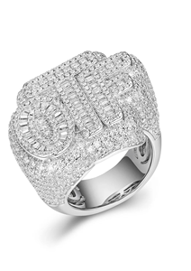 แหวนมอสซาไนต์ทรงบาแกตต์แบบโอทีเอฟ ชุบทอง 14K และโรสโกลด์ ชุบโรเดียม สไตล์ฮิปฮอป แบบหนามเตย สำหรับทุกเพศ เหมาะเป็นของขวัญสำหรับงานปาร์ตี้ - Product Image 2