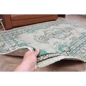 Alfombra de 5.8x8.8 pies, Alfombra Turca Vintage, Alfombra Oriental Azul de Lana - Product Image 4