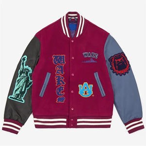 Chaqueta Bomber Varsity de Cuero para Hombre, con Cuello Alto, Personalizable con Logotipo, para Primavera/Invierno, Impermeable y Ecológica - Product Image 1