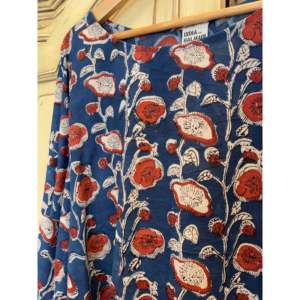 INDIGO VINE Ajrakh Top en Chiffon Taille Unique Imprimé Floral Tissu Viscose - Product Image 3