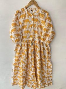 Robe en coton Maxi faite à la main pour femmes ample personnalisable imprimé tigre conception de bloc décontracté été plage Look naturel cadeau parfait - Product Image 6