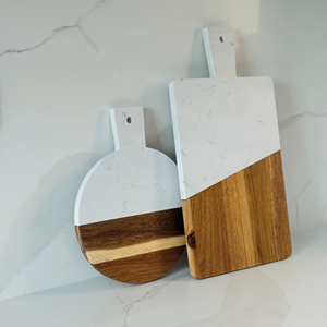 Planche à découper en bois et marbre gravée personnalisée de luxe, entreprise Exim, écologique, passe au lave-vaisselle, cuisine, maison, restaurant - Product Image 1