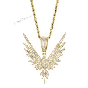 GRA certificado hecho a mano Moissanite tachonado 925 plata esterlina chapado en oro águila colgante brillante con VVS elegante pieza de joyería - Product Image 1