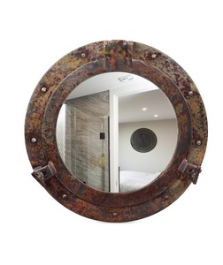 Espejo de ojo de buey náutico Premium de cobre rústico | Espejos de baño náuticos (espejo de aluminio de 14 pulgadas) - Product Image 5