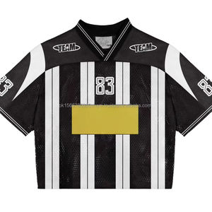 Fabricante personalizado American Vintage camisetas de fútbol Francia de gran tamaño de punto de malla con cuello en V Crop Boxy Mesh Football Jersey - Product Image 1