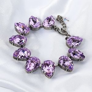 สร้อยข้อมือคริสตัลรูปหยดน้ำลาเวนเดอร์ตะขอก้ามปูหรือตะขอแม่เหล็กของขวัญเครื่องประดับทำด้วยมือที่หรูหราสำหรับเธอ - Product Image 1