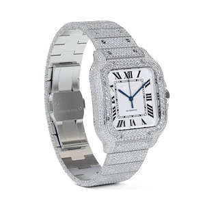Luxury <b>Men</b> Sport <b>Watch</b> 41mm Iced <b>Skeleton</b> Octagon Case Quartz Movement Glass Moissanite Stainless Steel Band Limited Edition - Product Image 3