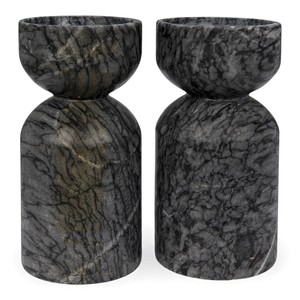 Collection de bougeoirs en pierre noire de luxe avec des hauteurs variées pour une présentation spectaculaire - Product Image 2