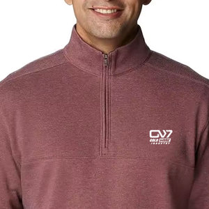เสื้อสเวตเตอร์ผู้ชายมีซิปครึ่งแขนผ้าฝ้ายผสมสีพื้นสำหรับฤดูหนาว - Product Image 4