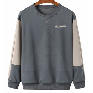 เสื้อสเวตเตอร์แขนยาวสีทึบสำหรับผู้ชายเสื้อสเวตเชิ้ตสำหรับผู้ชายขนาดใหญ่ทำจากผ้าฝ้าย - Product Image 1