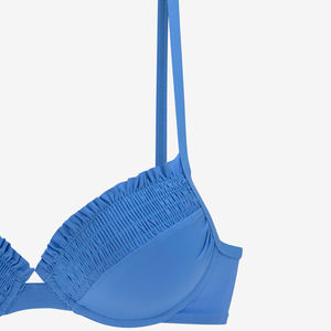 Ensemble bikini bandeau push-up pour femme, deux pièces, bretelles halter, imprimé paisley pailleté, maillot de bain bleu de haute qualité avec plumes - Product Image 6