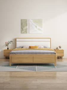 High Quality Wooden Bedroom <b>Beds</b> Bedside Minimalist Scandinavian Solid Wood <b>Platform</b> <b>Bed</b> for Modern Bedroom - Product Image 4