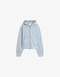 Personalizado de alta calidad sudaderas con capucha de los hombres parche de socorro de trabajo orgánico azul cielo <span class=keywords><strong>Color</strong></span> de lana cremallera 100% algodón Sudadera con capucha para los hombres - Product Image 5