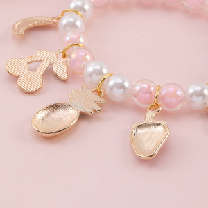 Bonito cristal pulseiras para crianças bebê pérola talão pulseiras banhado a ouro arco-íris feminino liga romântica jóias - Product Image 6