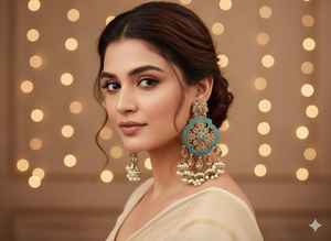 ต่างหู mehendi สีทองโบราณสไตล์วินเทจเครื่องประดับของชนเผ่าที่ทำด้วยมืออย่างหรูหราสำหรับงานแต่งงาน mehendi และเทศกาลต่างๆ - Product Image 5