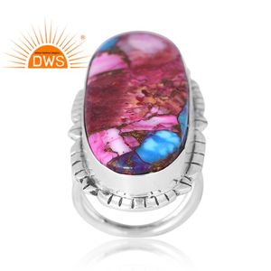 แหวนพลอยสีเทอร์ควอยส์สีม่วงทองแดงโมฮาเรียสเตอร์สีเงินแท้ออกแบบได้ตามต้องการสำหรับผู้หญิง - Product Image 1