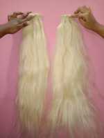 Cheveux Indiens Blonds Naturels 100% Vierge Remy, Lots de Mèches Double Trame Blanchies à la Machine avec Cuticules Alignées, Sans Chute ni Enchevêtrement