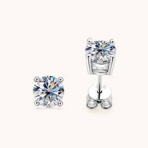 Luxury Moissanite Round Cut <b>Stud</b> <b>Earrings</b> Classic Four Prong 925 <b>Silver</b> Fine Jewelry Brilliant Gift for Women Men Elegant - Product Image 1