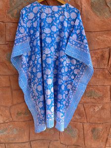 Caftán con estampado de bloques indios hecho a mano para mujeres y niñas, colección de verano, nueva ropa universitaria, Top corto lavable para Noche de playa - Product Image 5