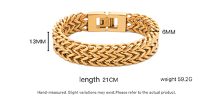 H2 Jewelry E0006 Kalın Paslanmaz Çelik Çift Sıralı Omurga Bileklik Erkekler İçin Altın ve Çelik Renkleri - Product Image 6