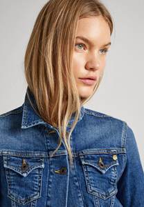 Veste en jean bleu personnalisée pour femme, vente en gros, poches poitrine, fermeture boutonnée, toutes saisons, confortable, respirante, coton écologique - Product Image 4