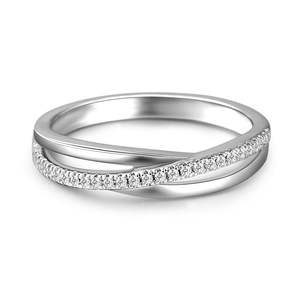 Jeulia Eternal Promise Crossover Design Sterling <b>Silver</b> Women's Anniversary Band with Zircon - Product Image 1