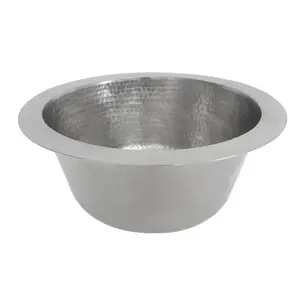 Fabriqué à la main en forme de rond argenterie évier en cuivre bassin de cuisine décoratif polyvalent pour une utilisation en cuisine - Product Image 1