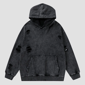 Sudadera con Capucha para Hombre, Lavada y Desgastada, de Corte Oversize, de Forro Polar, Estilo Vintage - Product Image 6