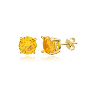Yellow Zircon Stone Solitaire Stud <b>Earrings</b> Turkish Wholesale Handmade 925 Sterling Silver Jewelry - Product Image 1