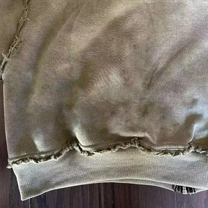 Sweat à capuche personnalisé pour femme avec ourlet brut dégradé Sweat-shirt tricoté solide et tendance avec épaules tombantes Logo avant Style décontracté à capuche - Product Image 4