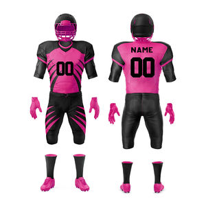 Ensemble de maillots de football américain pour hommes adultes personnalisés, 100% polyester, protection UV, séchage rapide, manches courtes, positions de logo personnalisables - Product Image 1