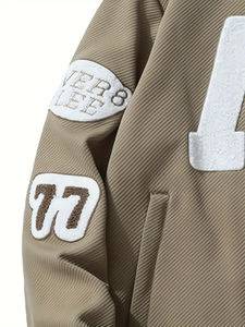 Offre spéciale, veste d'hiver personnalisée pour hommes, style cool, cuir de baseball en toile avec col montant, prix élevé - Product Image 4