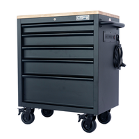 Armoire à outils roulante en acier inoxydable noir mat CSPS 76 cm, 5 tiroirs, support OEM/ODM, pour mécaniciens et garages automobiles (2)