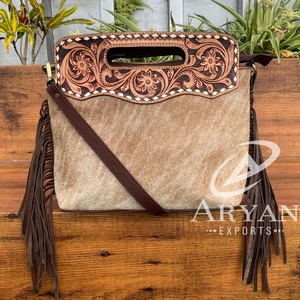 กระเป๋าสะพายข้างหนังวัวสำหรับผู้หญิงมีหูหิ้วด้านบนทำจากหนังแท้หรูหรางานตามสั่ง - Product Image 1