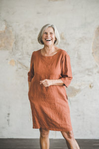 Mùa Hè Mới Thiết Kế Cổ Điển Ngắn Linen Ăn Mặc Lanh Lanh Áo Dài Tay Áo Mùa Hè Ăn Mặc Linen Áo Không Tay Với O-Cổ Ăn Mặc - Product Image 4