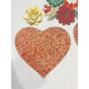 Heart Shape Glass <b>Beads</b> <b>Placemat</b> Best Theme Design for Parties and Other Functions Tableware Decorative Mats & Pads - Product Image 4