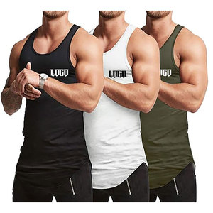 95% coton Gym débardeur pour hommes sans manches sport Singlet Fitness séchage rapide entraînement Singulet pour hommes en personnalisé 5% Spandex - Product Image 1