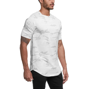 T-shirts à ourlet incurvé pour hommes, T-shirts doux à ourlet incurvé, T-shirts de fitness en coton peigné et élasthanne, T-shirts de sport pour la gym - Product Image 5