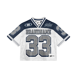 Custom <b>Retro</b> American <b>Football</b> Jersey Short Sleeve Oversized Plus Size Breathable Team Training Mesh Practice Top Cropped Shirts - Product Image 3