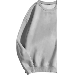 Eco-Friendly Winter Women's Solid Embroidered Breathable Fleece Crew Neck <b>Sweatshirt</b> Front Pure <b>Grey</b> Windproof Polyester/Cotton - Product Image 6
