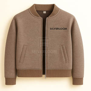 Chaqueta de bombardero de punto para hombre con logotipo personalizado al por mayor | Chaqueta de invierno con cremallera y mezcla de algodón ajustada de la marca Silverloom - Product Image 4