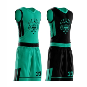 Conjuntos de uniformes de baloncesto reversibles personalizados transpirables que absorben la humedad Anti-UV de talla grande estampado de verano - Product Image 2