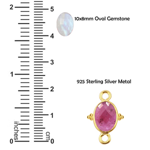 Plata de Ley 925, rubí, piedra preciosa facetada ovalada, oro Vermeil, bisel elegante, piedra preciosa, dos bucles, fabricación de joyas, encanto Conne - Product Image 3