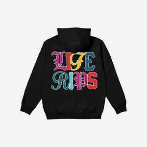 Sweat à capuche d'hiver surdimensionné pour hommes, sweat à capuche brodé en chenille zippé, épais, vintage, avec fermeture éclair, vente en gros - Product Image 5